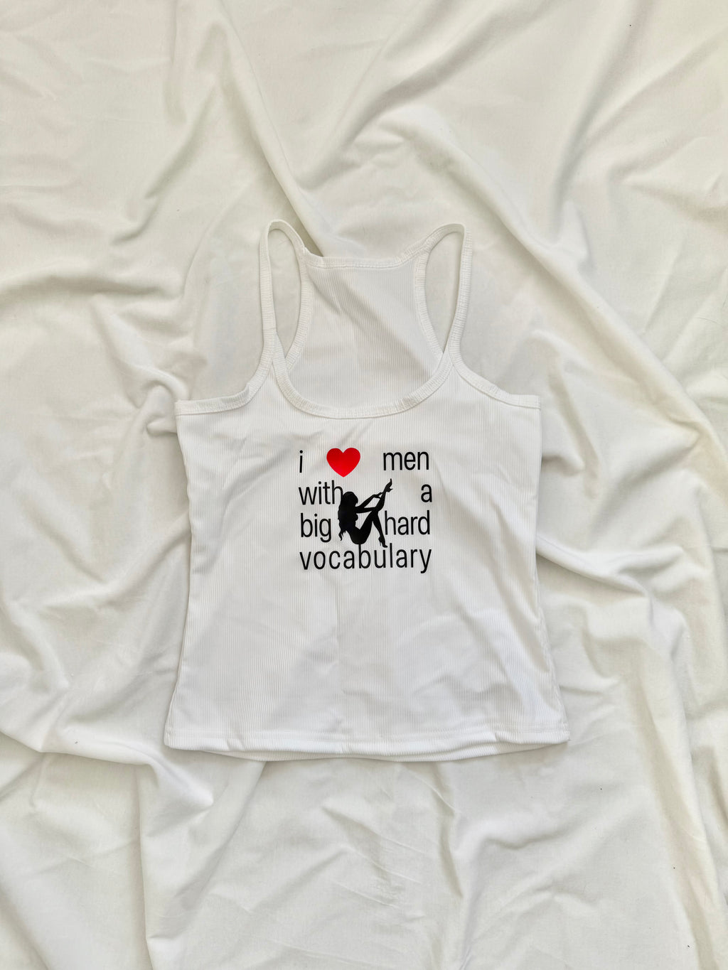 graphic white cami crop top