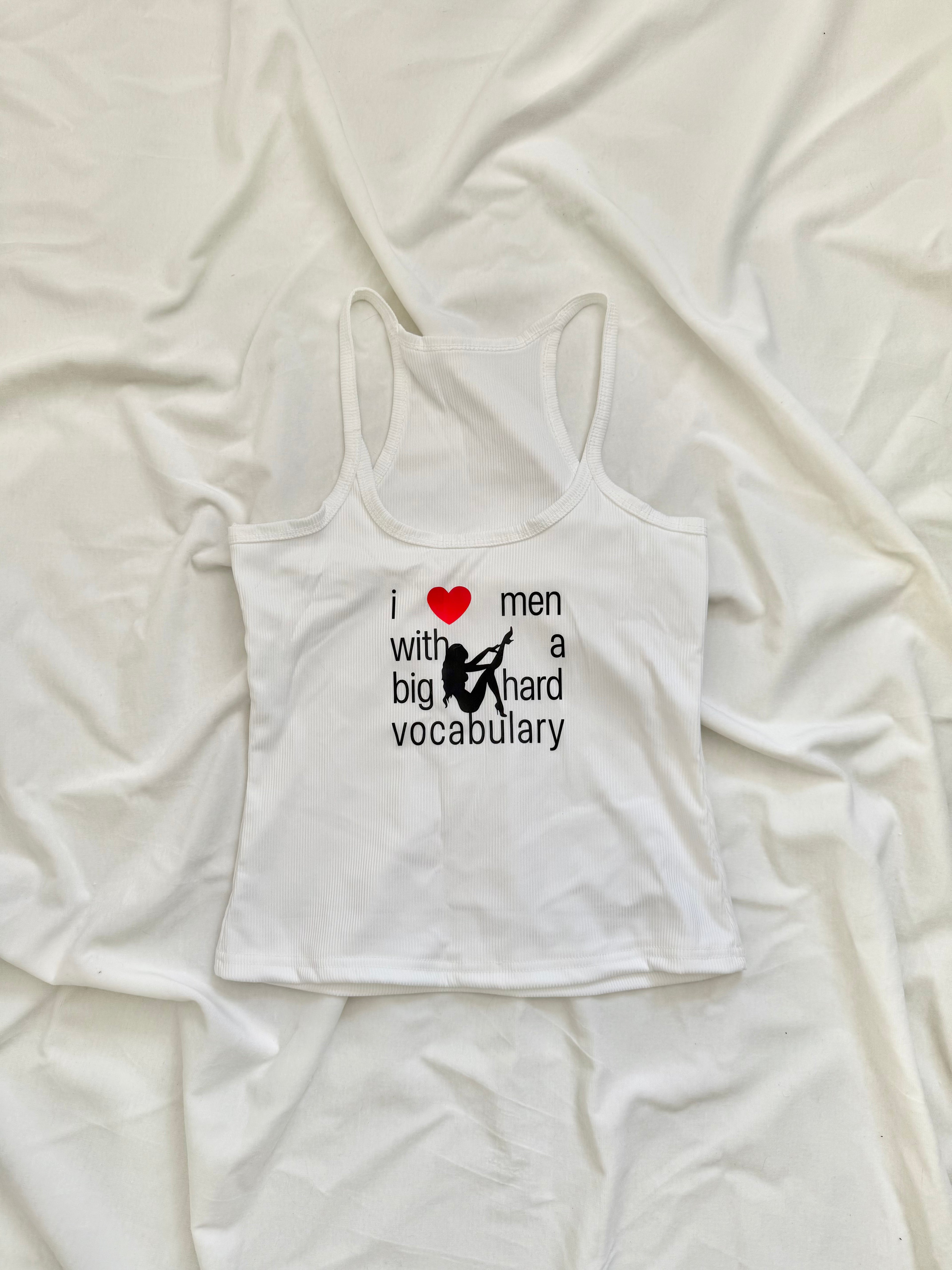 graphic white cami crop top