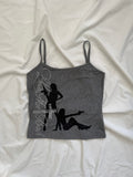 graphic grey cami crop top
