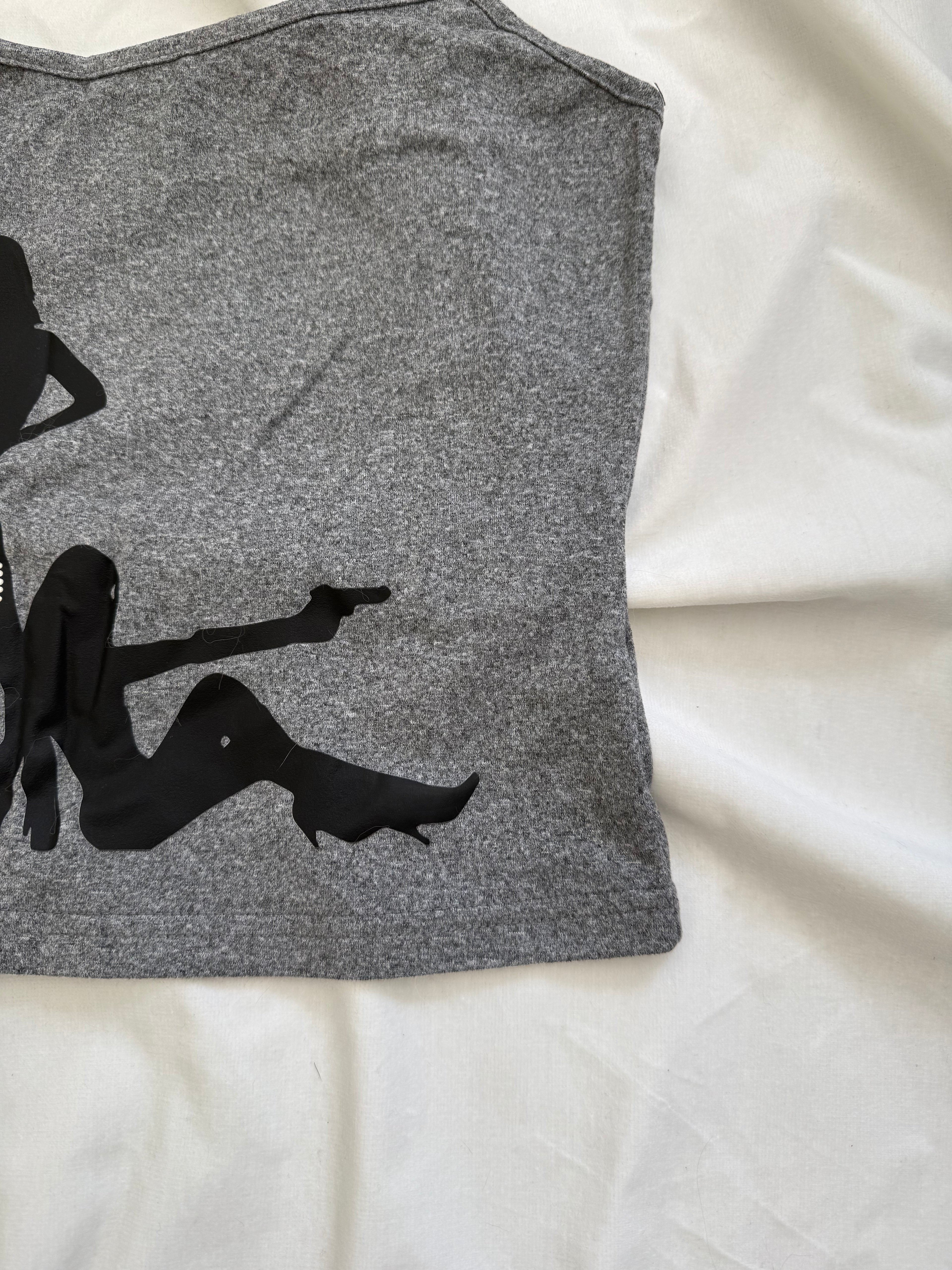 graphic grey cami crop top