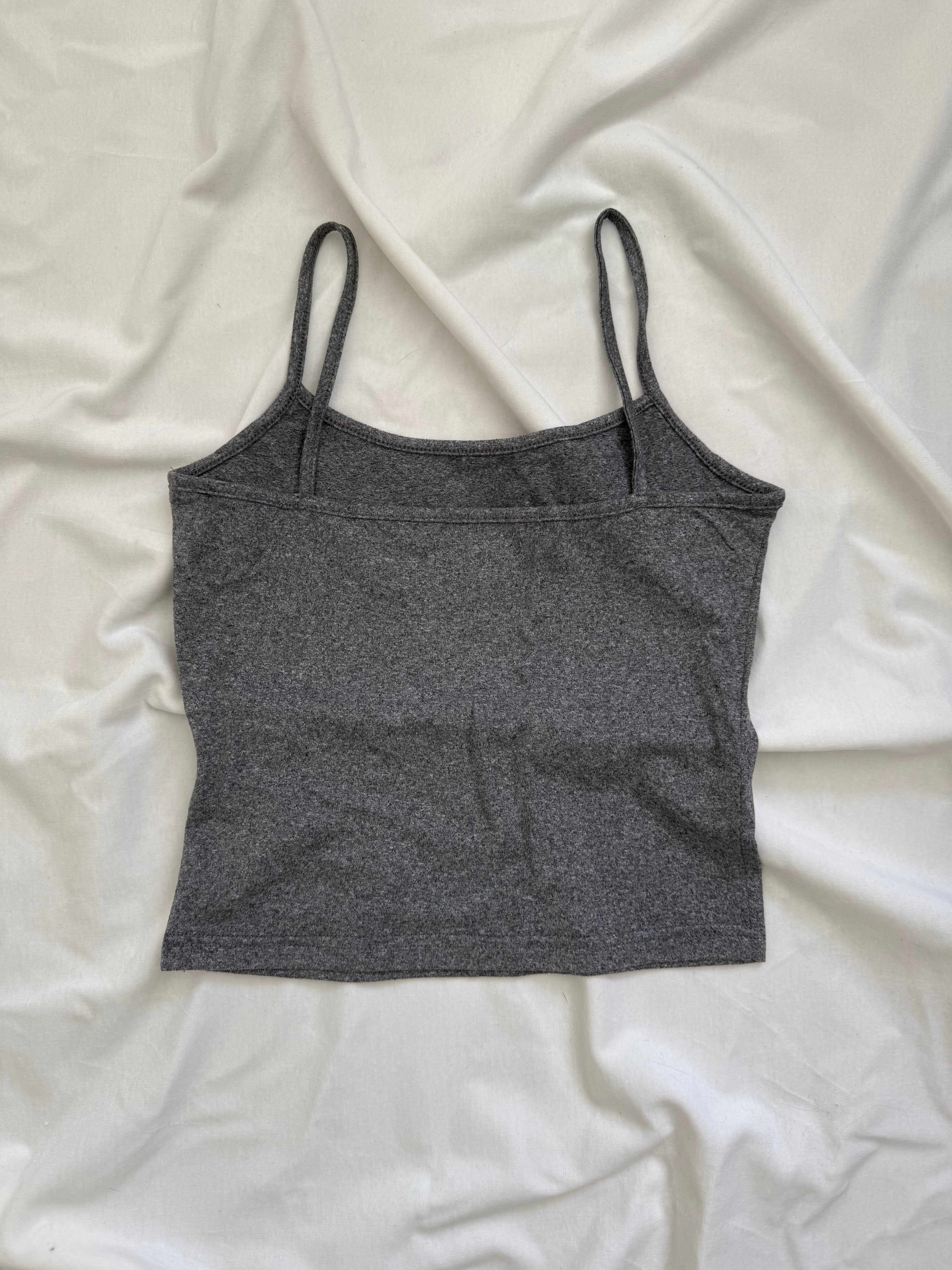 graphic grey cami crop top