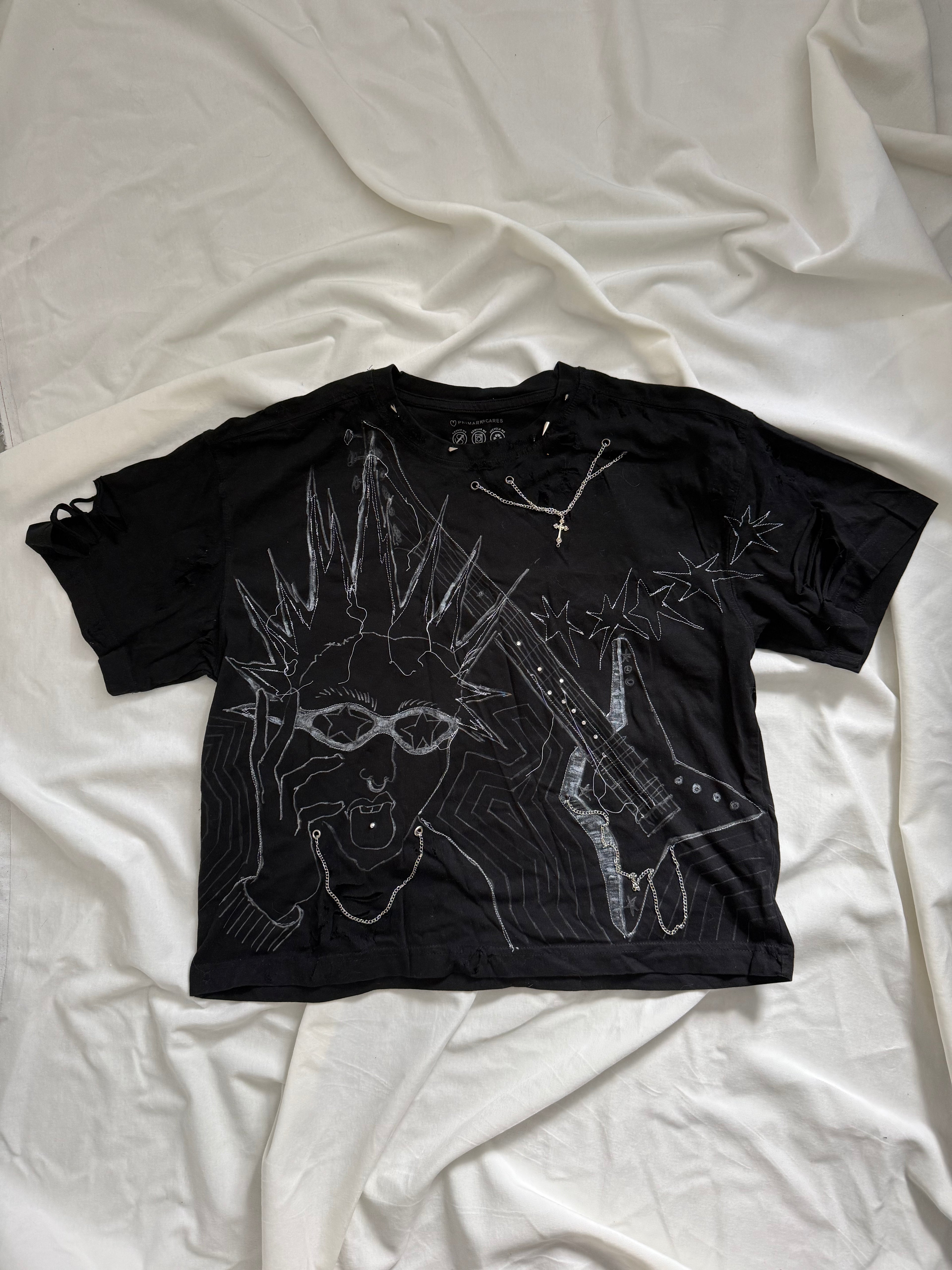 Black punk graphic tee