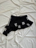 asymmetrical layered gathered black and white mini skirt&nbsp;