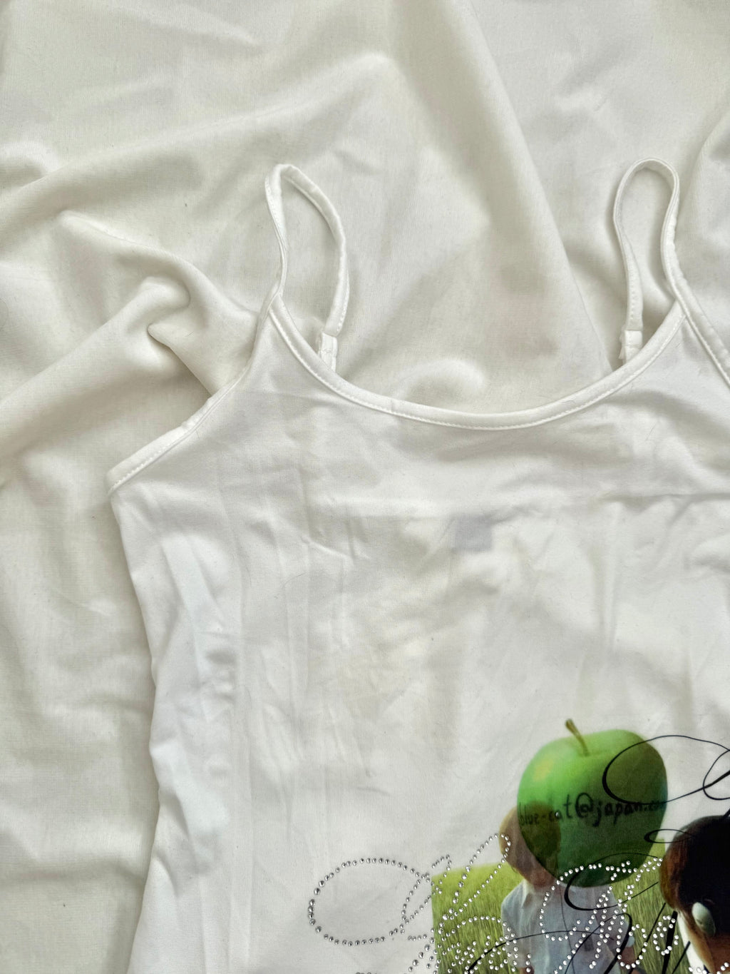 Lily Chou-Chou graphic rhinestone white cami top