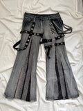 dark wash grey denim flares