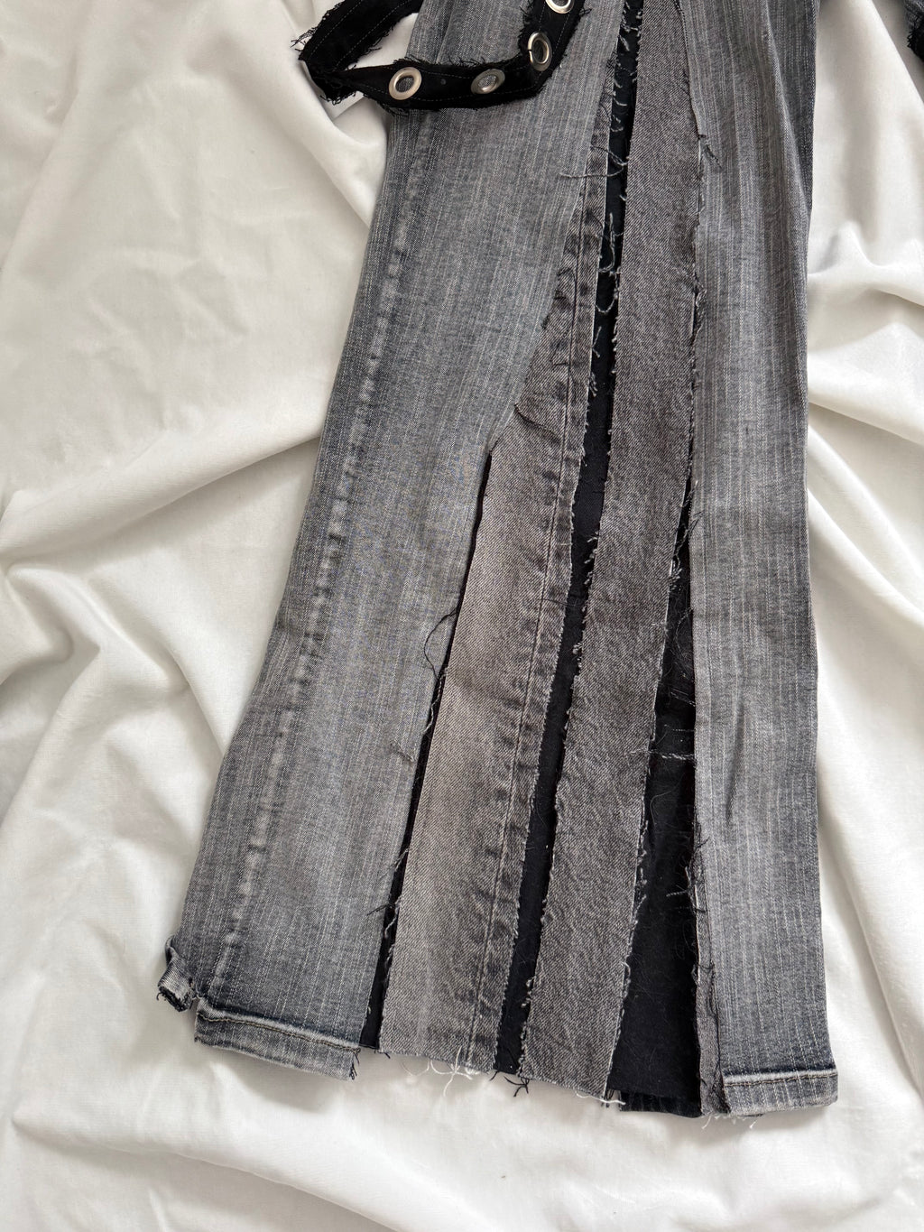 dark wash grey denim flares