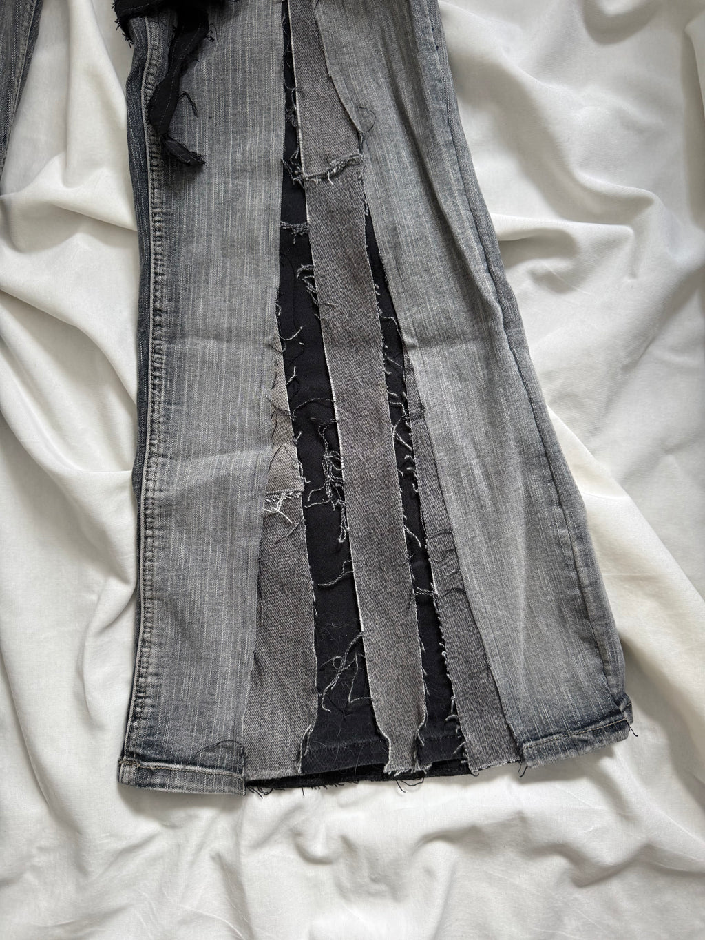 dark wash grey denim flares
