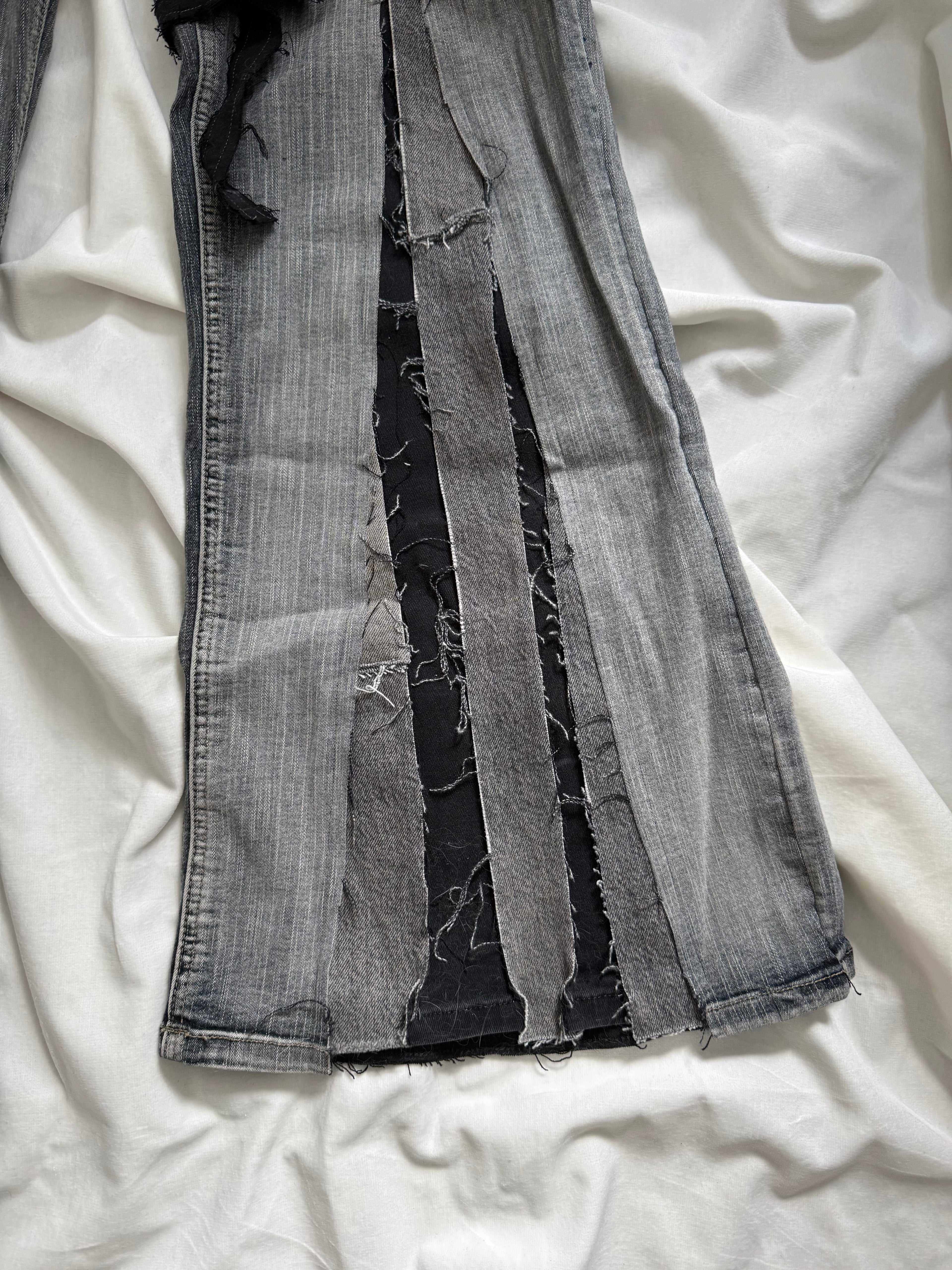dark wash grey denim flares