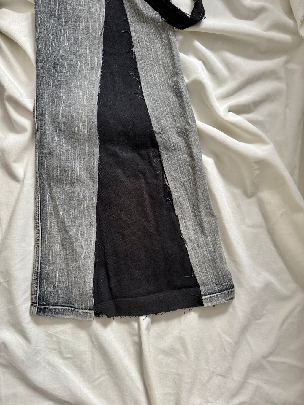 dark wash grey denim flares
