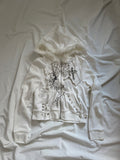 black and white graphic long sleeves knit zip up hoodie