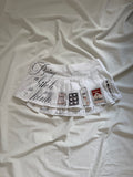 Graphic Patchwork pleated white mini micro skirt