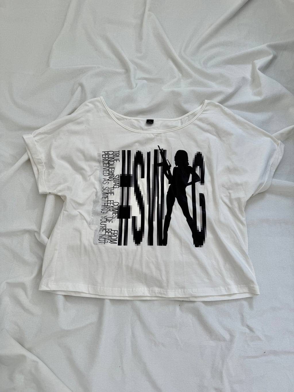 swag oversized off shoulder graphic tee