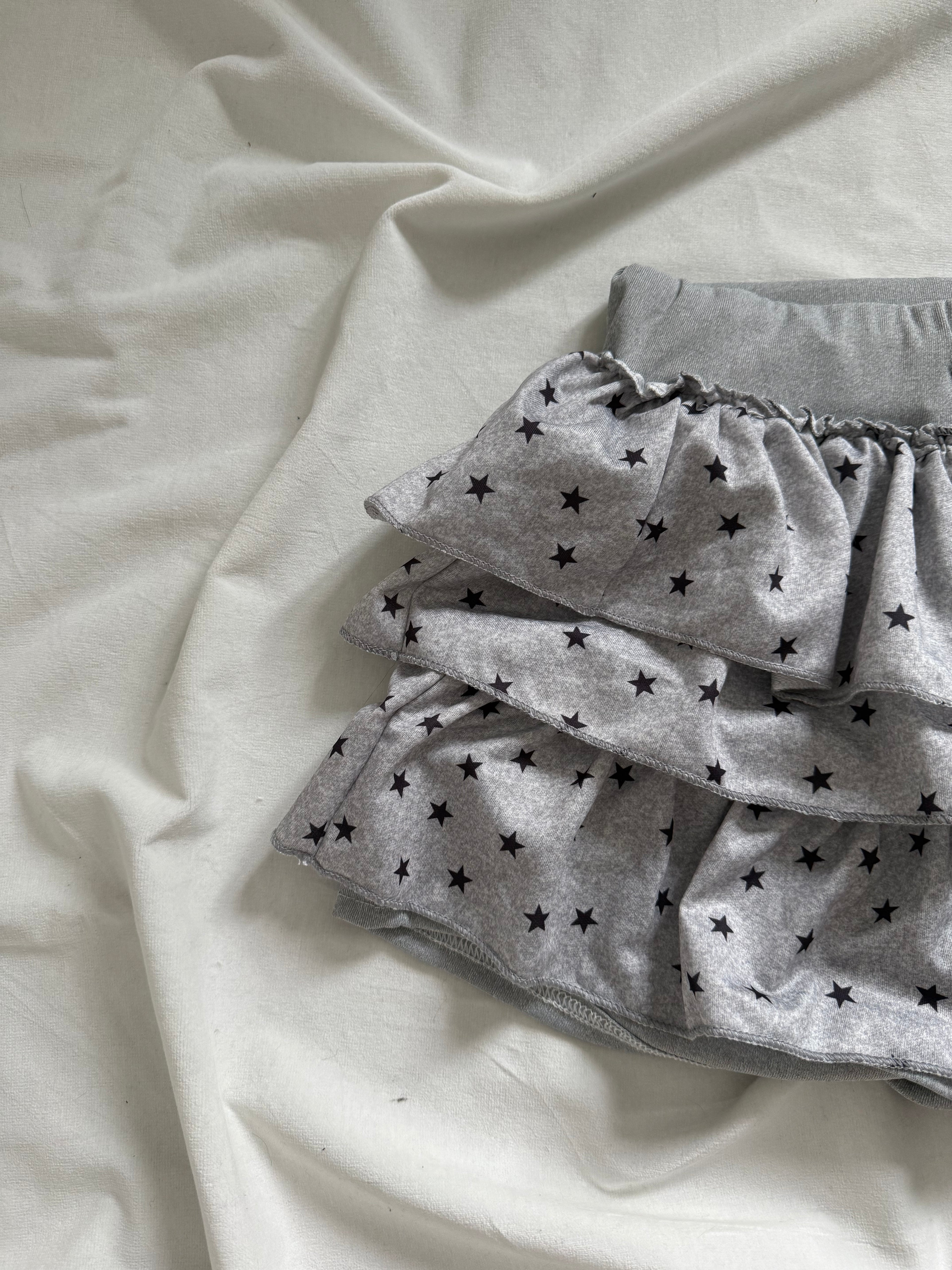 Layered ruffle stars grey mini skirt